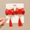 2026 Ano Novo Tassel Vermelho Grampo de Cabelo Crianças Saudação de Ano Novo Dança do Leão Presilha de Cabelo Acessório de Cabelo Meninas Estilo Antigo Hanfu Presilha Adorno de Cabeça