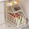 Estante de almacenamiento para debajo del fregadero, estante doble extraíble para debajo del mueble del lavabo del baño, cesta de almacenamiento multifuncional para gabinetes