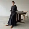 Verano Nuevo Japonés Clane Matsumoto Ena Vestido Diseño Simple Dos Piezas Holgado Cintura Alta Falda Larga