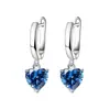 0003 Moda Europeia e Americana Anel Colar Brincos em Formato de Coração Vermelho Azul Verde Amarelo Branco Conjunto de Joias de Três Peças com Diamante de 5 Cores