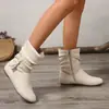 Botines Cortos Retro Modernos Cómodos Versátiles con Tachuelas y Borlas para Mujer, Botines Planos Plegados Casuales de Verano al por Mayor