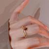 Anillo ópalo corte retro francés para mujer, moda personalidad, circón doble capa nicho alta sensación, anillo abierto para dedo índice