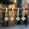 Brincos pingente de design nicho INS com zircônia 5A totalmente cravejados em diamantes, aço inoxidável banhado a ouro 18k, brincos de luxo leve de alta qualidade