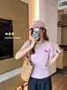 Camiseta de manga corta Lyocell Tencel para mujer con diseño de poni bordado, estilo coreano versátil, camiseta de manga corta holgada y favorecedora para mujer en verano