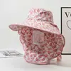 Chapéu Cachecol de Verão Feminino com Aba Larga, Estilo Popular para Trabalhar nos Campos, Chapéu de Proteção Solar, Chapéu de Sol para Praia ao Ar Livre, Chapéu para Colheita de Chá