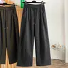 Tiro real Otoño/Invierno Nuevo Estampado de Leopardo Cintura Alta Tallas Grandes Adelgazante Versátil Corte Recto Casual Pantalones Largos