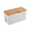 Caja de almacenamiento de enchufes con cubierta de imitación de teca, organizador de cables, caja de almacenamiento de paneles de conexión para concentrador de computadora, caja de colección de Corea