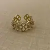 Anillo Vintage de Flor de Iris Dorada de Alta Gama Retro Exquisito Estilo de Corte Incrustado con Diamantes Moderno Anillo Individual para Dedo Índice