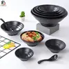 Louça Estilo Japonês de Porcelana de Imitação, Tigela para Ramen de Carne Preta, Tigela de Plástico Criativa Específica para Loja de Macarrão, Tigela Grande para Hot Pot Picante
