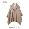 Llvggs Outono e Inverno 2025 Novo Cachecol de Malha Elegante com Recortes em Cashmere Casual Preguiçoso Suave para Mulheres
