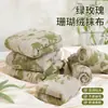 Toalla Cuadrada Rosa Verde Nueva Franela Coral Trapo de Limpieza Doméstica de Cocina Suave Absorbente Paño para Lavar Platos Paño para Lavar Mesas