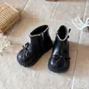 Zapatos de Princesa de Encaje para Niñas 2026 Otoño/Invierno Nuevos Botas Martin Cómodas de Suela Blanda para Niños Botas Cortas de Cuero con Felpa para Niños Medianos y Grandes