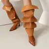 Talla 34-48 Transfronteriza Talla Grande Botas de Mujer Otoño e Invierno Punta Fina Caña Alta Botas Martin Suela de Goma Suave Mujer Tacón de Aguja Estilo Europeo y Americano Color Sólido