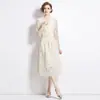 Tiro Real Transfronterizo Nuevo Traje de Manga Larga Estilo Chanel Lujo Ligero Temperamento Falda de Encaje Soluble en Agua Conjunto de Dos Piezas