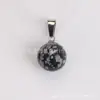 Colgante Redondo de Cristal de Piedra Natural 14mm Cierre de Semilla de Melón Agujero Único Colgante Accesorio para Collar DIY