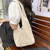 Primavera 2025 Nuevo Vacacional Casual Moda Flores Tejidas Caladas Fresco y Dulce Bolso Tote Popular de Hombro Bolso de Mujer