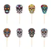 Decoração de Festa do Dia dos Mortos Transfronteiriça Toppers de Bolo Caveira Mexicana Inserções para Bolo Decorações de Mesa de Sobremesa