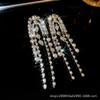 Pendientes de borla con forma de mariposa rosa y circonita plateada, elegantes y lujosos, para mujer.
