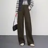 Calças casuais femininas da moda e simples para o outono de 2026, cintura alta, petite, soltas, perna reta, estilo relaxado, perna estreita, perna larga