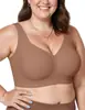 Sutiã Oeak Sem Fio com Suporte Macio Estampa de Leopardo, Tamanho Grande, Roupa Íntima Sem Costura Invisível para Mulheres, Push-Up, Confortável, Estilo Fino, Anti-Queda