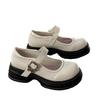 Zapatos de Tacón Alto de Suela Gruesa de Cuero Pequeño para Mujer 2024 Verano Nuevo Punta Redonda Estilo Japonés Mocasines de Plataforma Retro Mary Jane Singles