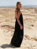Liquidación Vestido Largo con Tirantes de Lino y Flecos para Mujer, Corte Holgado, Vestido Largo, Estilo Sexy de Vacaciones Vestido de Verano