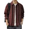Camisa Retrô Jacquard Listrada de Alta Qualidade Estilo Americano para Homens, Manga Longa, Nova Tendência Elegante Outono 2026 Jaqueta Camisa