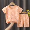 Roupa Infantil de Verão Conjunto de Íntimos Camiseta de Algodão Puro Infantil Meninos Meninas Bebê Bebê Manga Curta Shorts Macacão Peça Única Drop Shipping