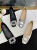 Zapatos Planos Cuadrados con Pedrería Estilo Francés para Mujer, Nuevos Mocasines de Cuero Suave sin Cierre Poco Profundos Otoño 2026