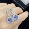 Pendientes Largos de Turmalina Colorida de Simulación Nueva Simple de Venta Caliente en Vivo Pendientes Estilo Celebridad Femenina Accesorios de Oreja Elegantes