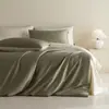 Juego de Cuatro Piezas de Satén 100% Algodón de Fibra Larga Clase A Lujo Ligero Color Sólido Bicolor Estilo Hotel Sábana Funda Nórdica Ropa de Cama 4