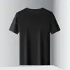Camiseta de Manga Curta Ice Mesh Masculina Verão Fina Cor Pura Gola Redonda Top Tamanho Grande Secagem Rápida Sensação de Gelo Respirável Camiseta Básica