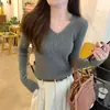Suéter Base de Malha Versátil Cor Sólida Novo Outono e Inverno para Mulheres, Suéter Pulôver Quente Elegante Slim-Fit