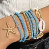 Pulseira Trançada com Contas de Concha Estilo Boho Novo Transfronteiriço Estilo Praia Estrela do Mar Contas de Arroz Conjunto de Sete Peças