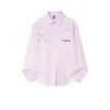 Camisa Azul Juvenil con Bordado Floral 3D para Hombres y Mujeres, Camisa Casual Suelta de Manga Larga Dopamina de Primavera para Parejas