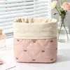 Bolsa de Maquiagem de Algodão Acolchoada com Laço e Cordão, Portátil para Viagem Transfronteiriça, Grande Capacidade, Bolsa de Armazenamento Estética com Cordão