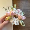 Elástico de Cabelo Estilo Jardim com Botão de Tulipa da Primavera, Pétalas Rosas, Corda de Cabelo Estilo Francês Doce e Suave Acessório de Cabelo para Mulheres