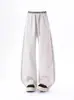 Pantalones de chándal de algodón pesado para hombre y mujer, estilo americano de verano, retazos, franja reflectante, deportivos, holgados, rectos, casuales
