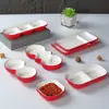 Juego de Vajilla de Melamina Roja y Blanca de Cuatro Piezas Plástico Comercial Recipientes para Condimentos Recipientes para Salsas de Moje Porcelana de Imitación Restaurante Tazones Pequeños para Fondue