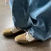 Zapatos de Cuero con Cordones Bloque de Color Gamuza de Vaca Estilo Británico 2026 Primavera Tacón Bajo Tacón Oculto Piel Genuina Corte Profundo Zapatos de Una Sola Pieza para Mujer