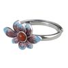 Anillo de plata de ley S925 de ciervo dorado, anillo de plata tailandesa vintage al por mayor para mujer, moda cloisonné, loto azul quemado, anillo rojo del sur