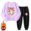 Traje de suéter de cuello redondo para niños y niñas otoño e invierno talla mediana y grande Moda infantil estilo deportivo dos piezas terciopelo de zorro plateado engrosado moda ropa infantil