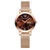 Pulseira de Malha Milanesa Personalizada Relógio de Quartzo Feminino À Prova d'Água Luminoso Calendário Duplo Relógio para Meninas Relógio de Pulso Estilo Coreano