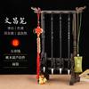 Set de 4 Pinceles de Caligrafía Wenchang + Portalápices, Soporte para Pinceles, Adorno de Escritorio, Grabado con las Cuatro Figuras Famosas Li Bai y Du Fu, Presentado en la Lista Dorada