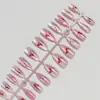 24 Piezas Uñas Postizas Exquisitas Forma Almendra Ojo de Gato Color Francés Degradado Manicura Pegatinas Cereza Roja Venta al por Mayor Venta al por Mayor Transfronteriza