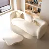 Sofá Moderno para Espacios Pequeños, Tienda de Ropa, Salón de Belleza, Estudio Fotográfico, Área de Descanso, Recepción, Negociación, Estilo Crema, Casa de Huéspedes, Cuero Resistente a los Arañazos de Gato