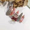 Celebridad de Internet Uñas Artísticas Campana de Cristal Transparente Decoración Navideña para Uñas Colgante de Lazo Dorado y Plateado Blanco y Negro