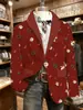 Jaqueta de Terno Masculina Casual com Lapela Nova Estampada Amazon Roupas de Inverno Veludo Cotelê Tecido Espessado