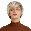 Pelucas Europeas y Americanas de Nuevo Producto Transfronterizas para Mujeres, Peinado Corto Degradado Marrón, Peluca Sintética de Fibra de Alta Temperatura Rizada Corta Africana, En Stock