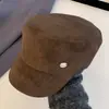 Sombrero de Monta de Cuero Gamuzado de Gama Alta Japonés para Mujer Estilo Retro Británico Otoño e Invierno Gorra de Boina de Moda